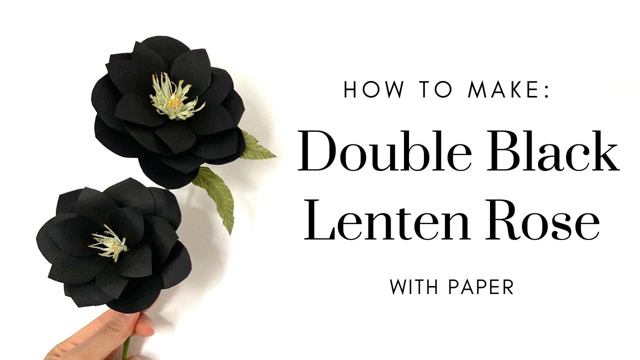 MAKING DOUBLE BLACK LENTEN ROSES WITH PAPER | with free template