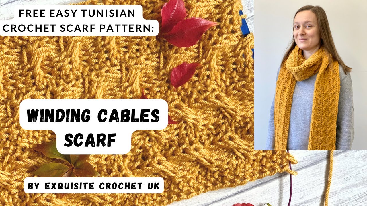 Beautiful Tunisian crochet scarf pattern:  Winding Cables Scarf step by step tutorial]