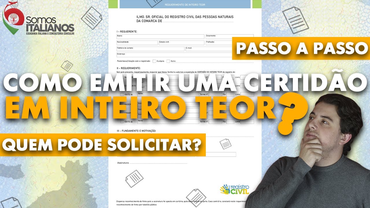 COMO EMITIR UMA CERTIDÃO EM INTEIRO TEOR PARA A CIDADANIA ITALIANA?