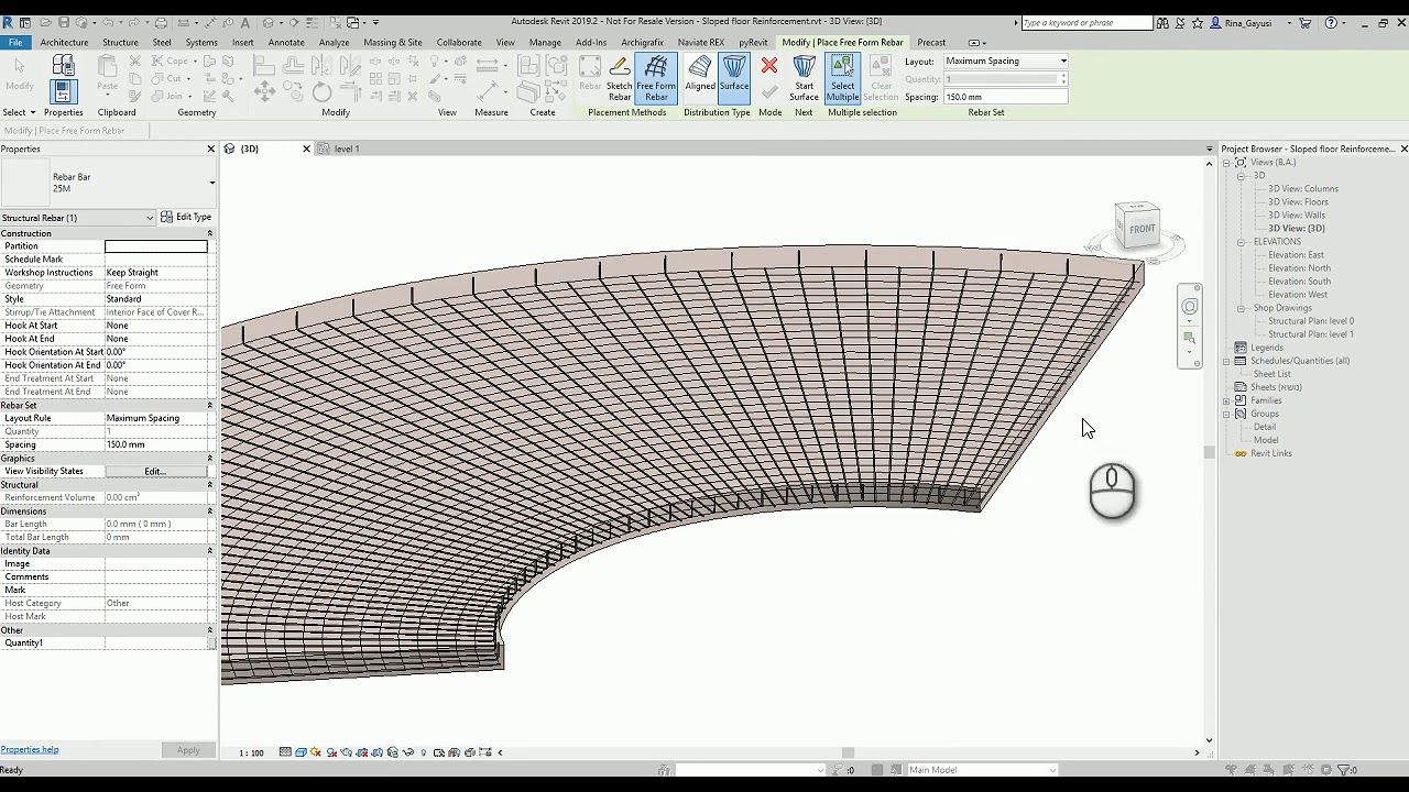 Ramp Sloped floor Reinforcement Modeling & Detailing