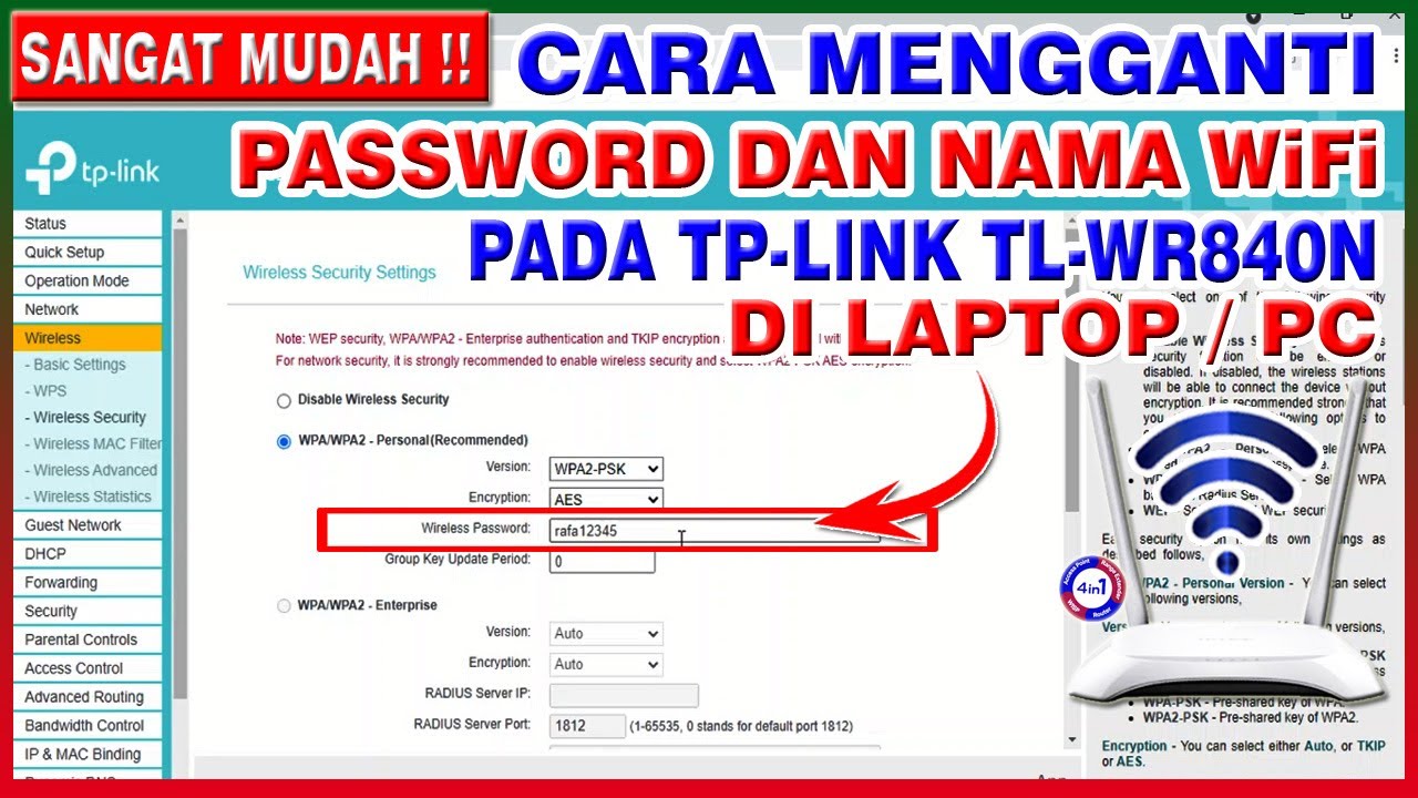 Cara Merubah Password Dan Nama WiFi Pada TP Link TL-WR840N di Laptop