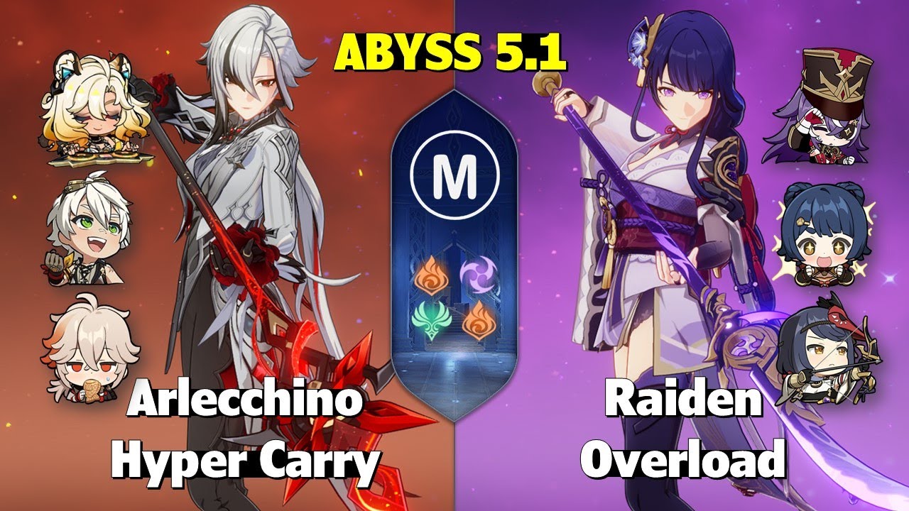 C1 Arlecchino Hyper Carry & C2 Raiden Overload - 5.1 Abyss - Floor 12 9 stars - Genshin Impact