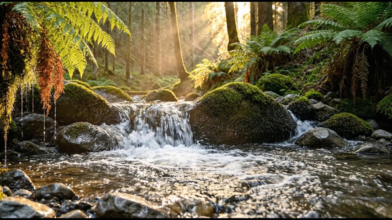 Peaceful Forest River stream 🍃 Calming Water Sounds for Studying & Focus