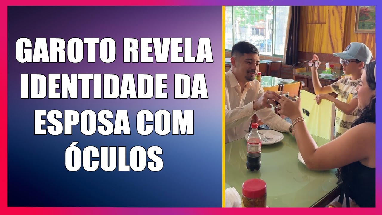 Garoto revela infidelidade da esposa com óculos.