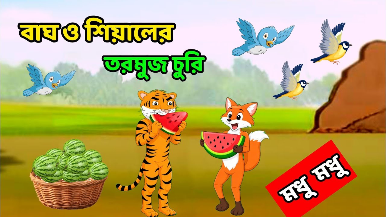 বাঘ ও শেয়ালের তরমুজ বাগান |The Tiger and the Fox Watermelon Garden| Rupkothar Bangla golpo/ cartoon