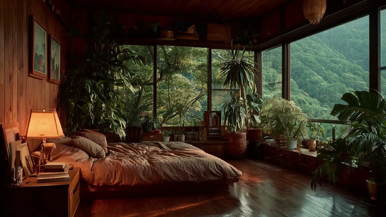 🌙🎶 Soothing Piano Melodies To Ease Anxiety – Gentle Rain & Piano In A Cozy Bedroom At Night