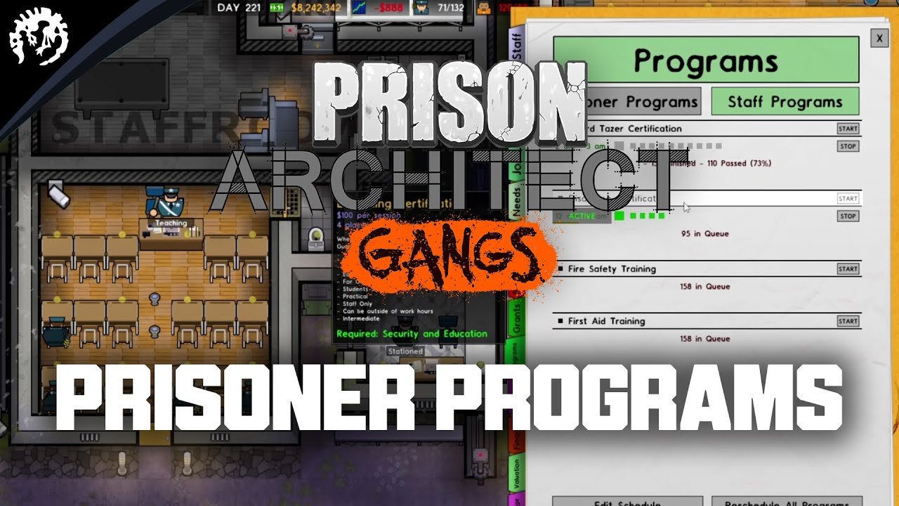 Prison Architect: Gangs Programs, New Rooms, and Management