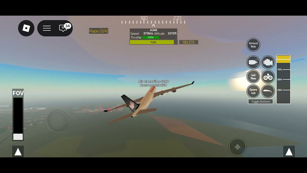 A340 Canadian flight 4288 emergency Landing PTFS (not real) 