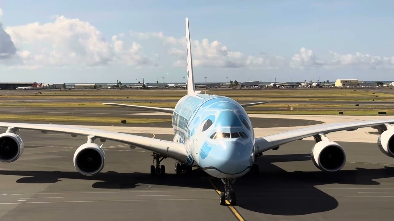 ANA LOUNGEからフライングホヌのダニエル・K・イノウエ国際空港到着
