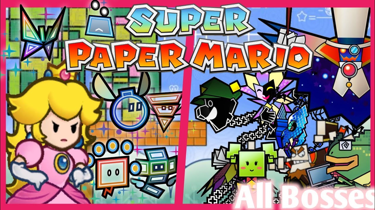Super Paper Mario - All Bosses with Peach
