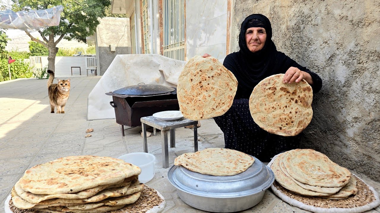 Village life in Iran | baking traditional Saji bread | village cooking | ILAM 