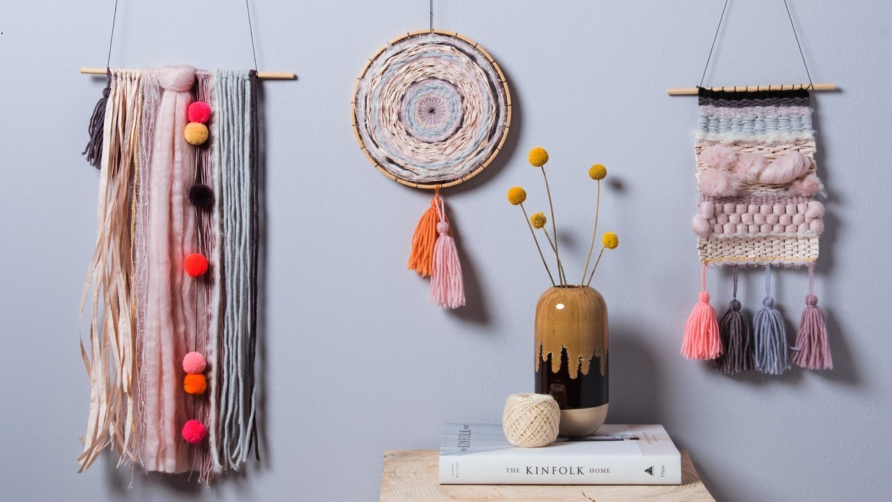 DIY Anleitung: Wandbehang weben mit rundem Webrahmen / Wall Hanging