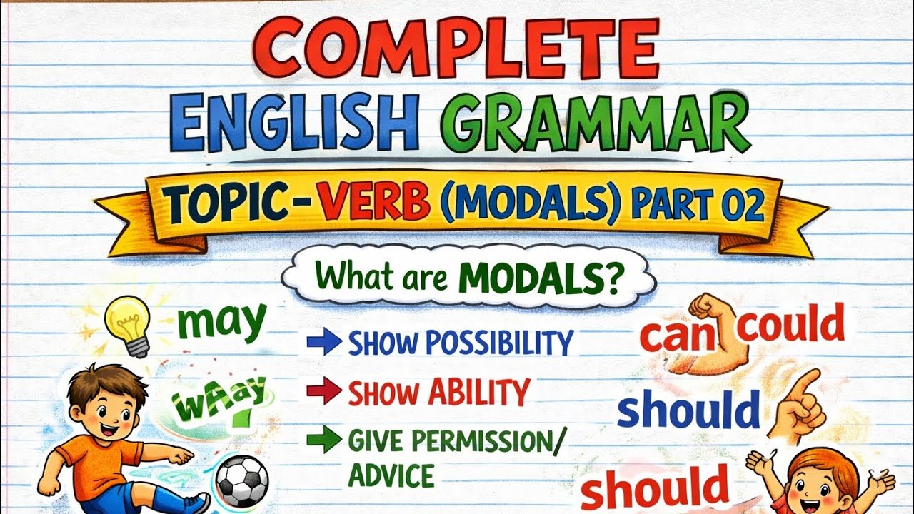 VERB: PART-02(MODALS) || COMPLETE ENGLISH GRAMMAR|| 