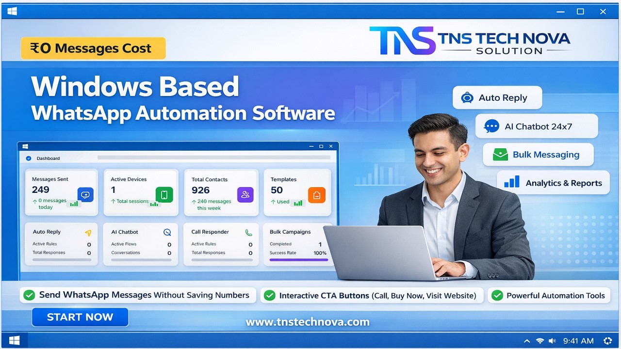 Tech Nova Solution WhatsApp Automation Software for Windows | Bulk Messaging & CTA Buttons