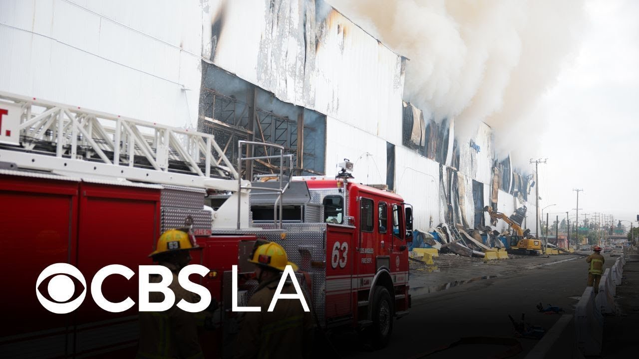 Crews continue battling large Boyle Heights warehouse fire