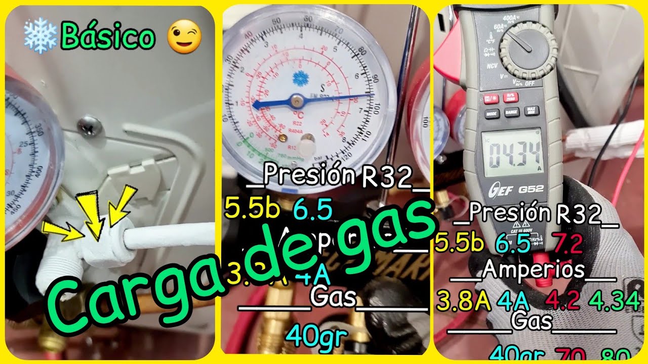❄⚖Carga de gas con báscula y Amperios⚡