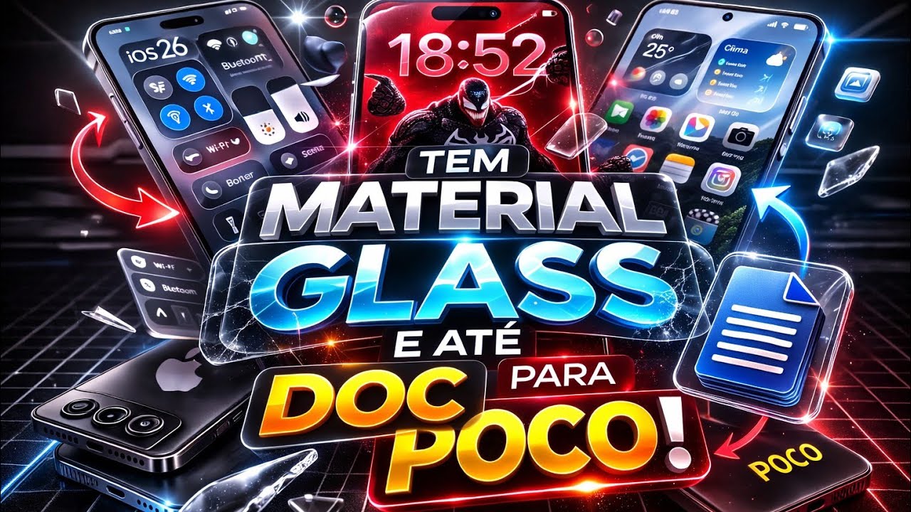 TEMA iOS 26 + MATERIAL GLASS no Xiaomi 😱 3 VERSÕES (POCO, LOW RAM e HyperOS 3/2) – COMPLETO!