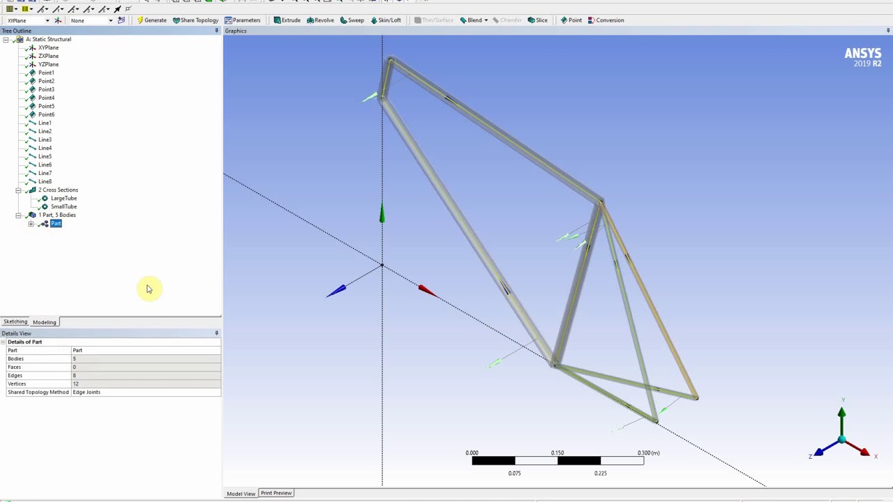 Bicycle Frame with Beam Elements ANSYS Workbench