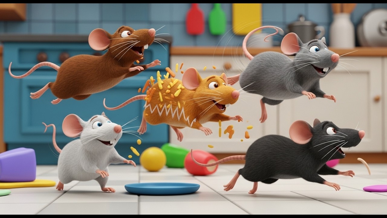 Five Little Rattus Rats Scurry Scurry Scurry | Funny Animal Song for Kids