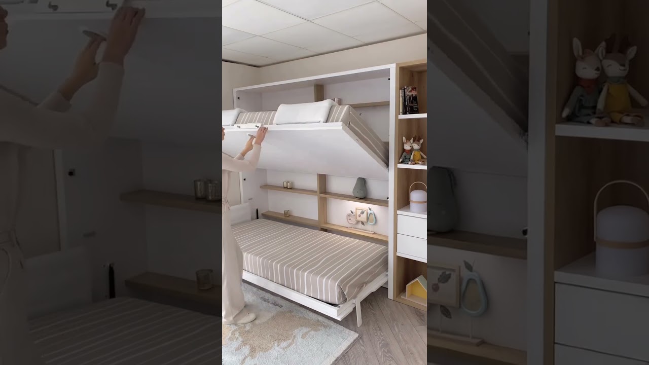 A folding bunk bed for children will save space in the room