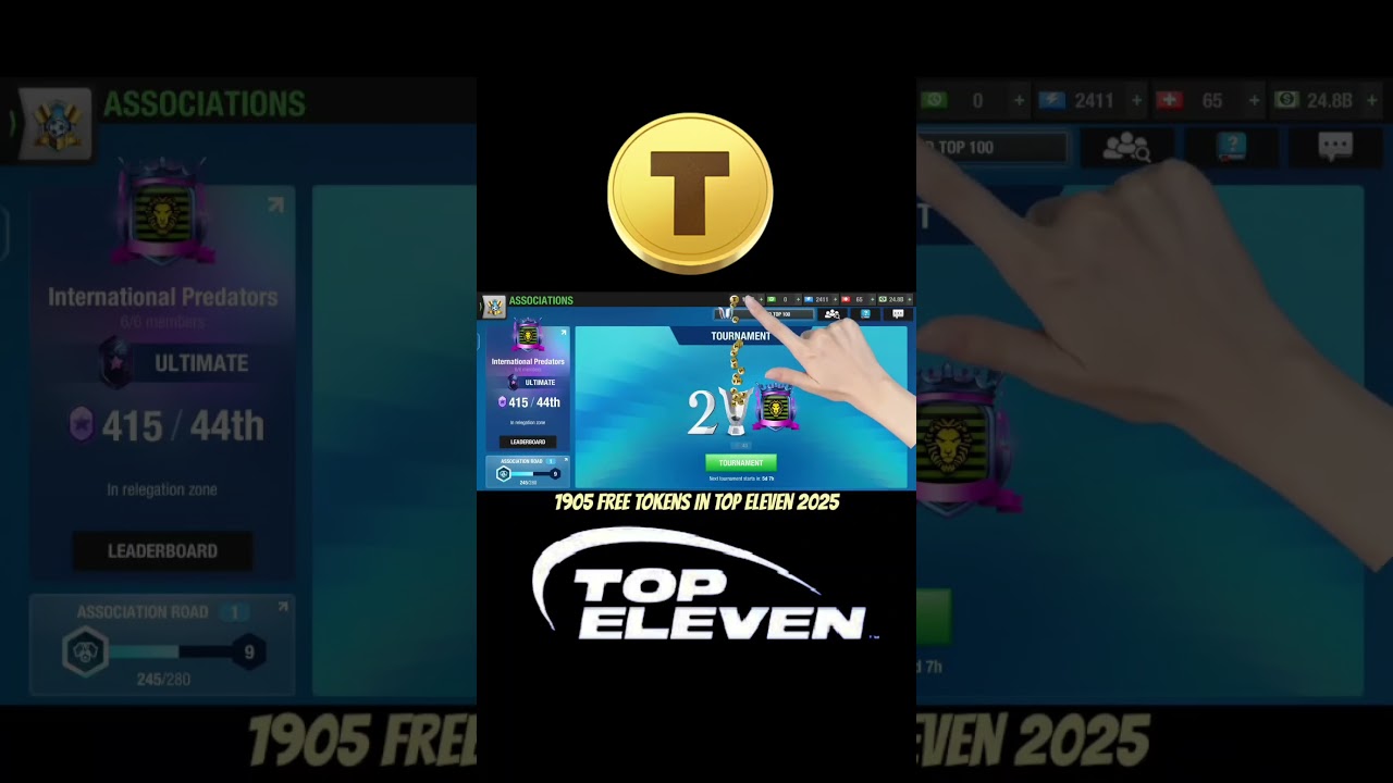 1905 Free Tokens in Top Eleven 2025 |#topeleventips  #topelevenunlimitedtokens #topelevengermany