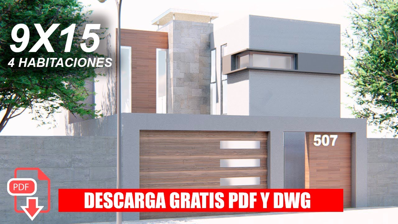 PLANO DE CASA 9 X 15 METROS ¡GRATIS! / HOUSE PLANS ¡FREE! 9 X 15 METERS