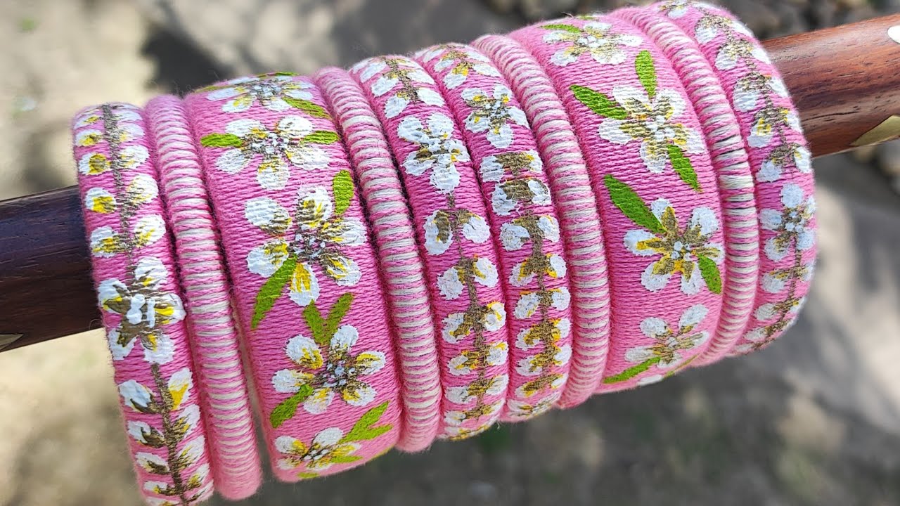 how to use acrylic colours on cotton thread bangles / handmade cotton thread bangles#diy #art #craft