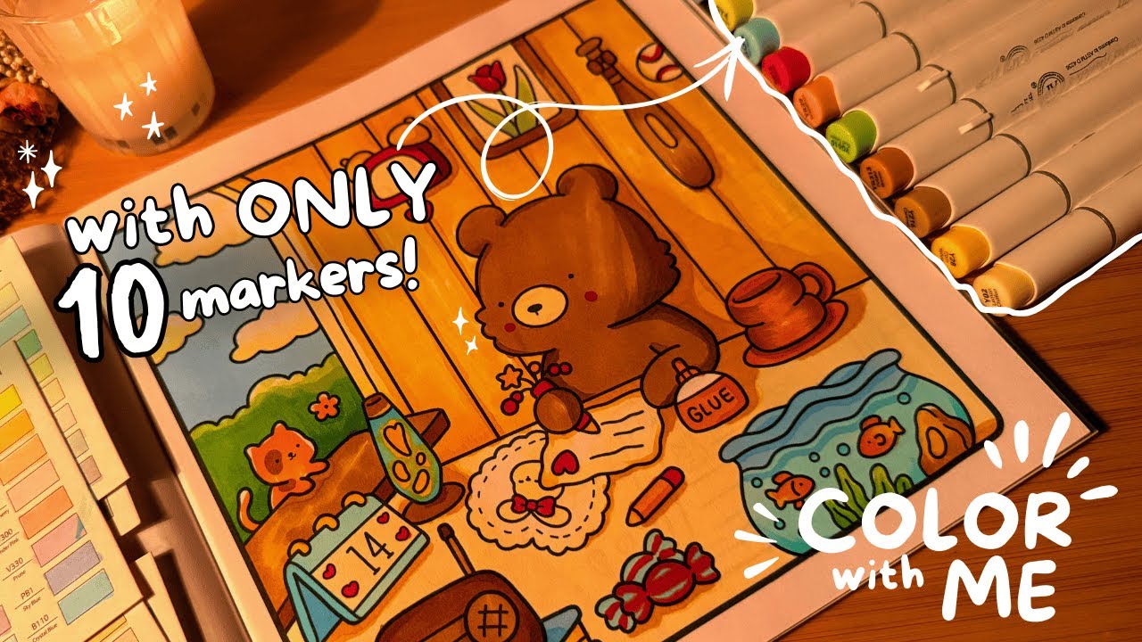 color with me using ONLY 10 markers 🎨✨ coco wyo cozy friends | ohuhu markers