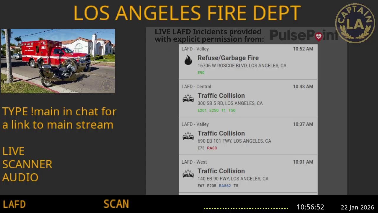 21-Jan-2026 // LAFD Los Angeles Fire Department SCANNER Radio ARCHIVE // FIRE & EMS // LA CAPTAIN