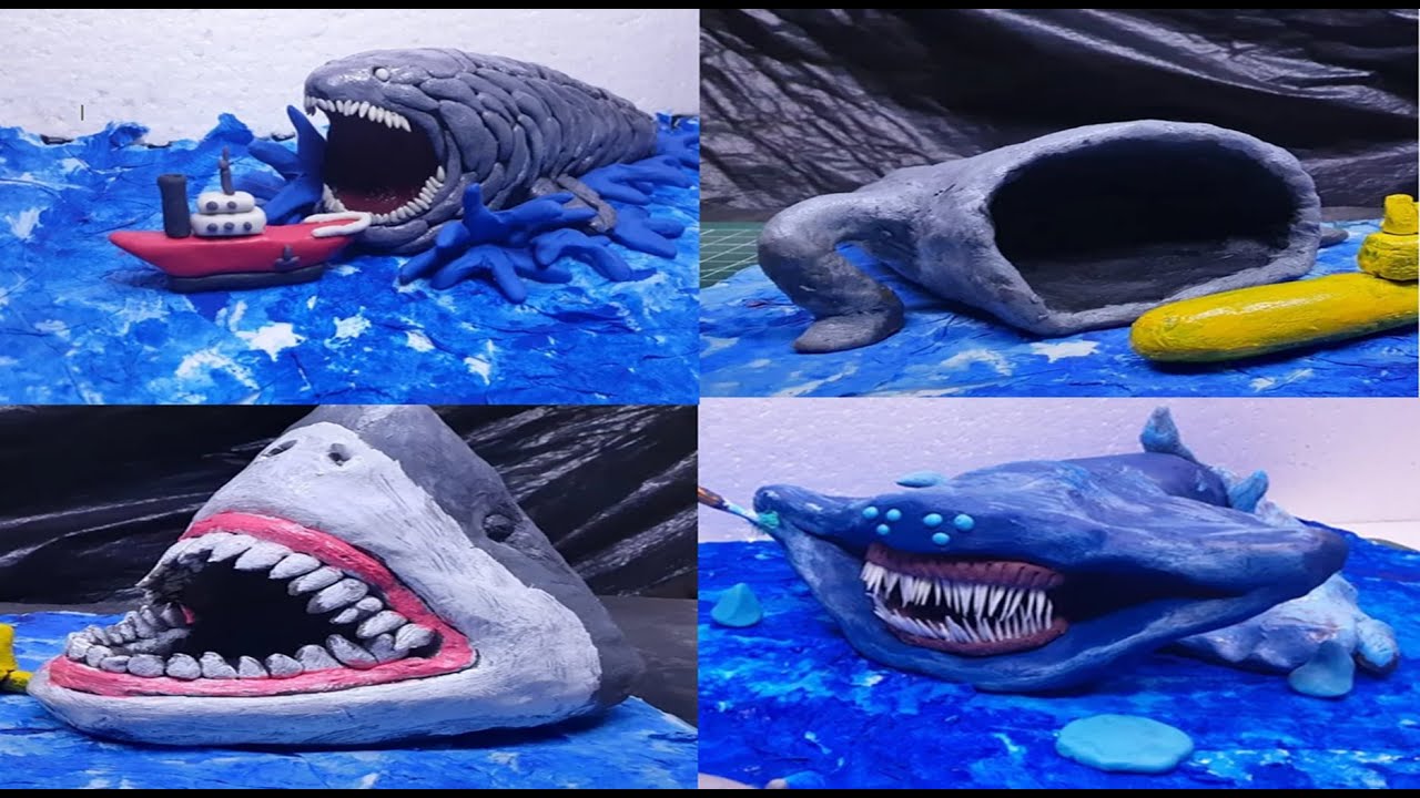GRAN MAJÁ vs THE BLOOP and Sea Eater vs Megalodon with clay / plastilina