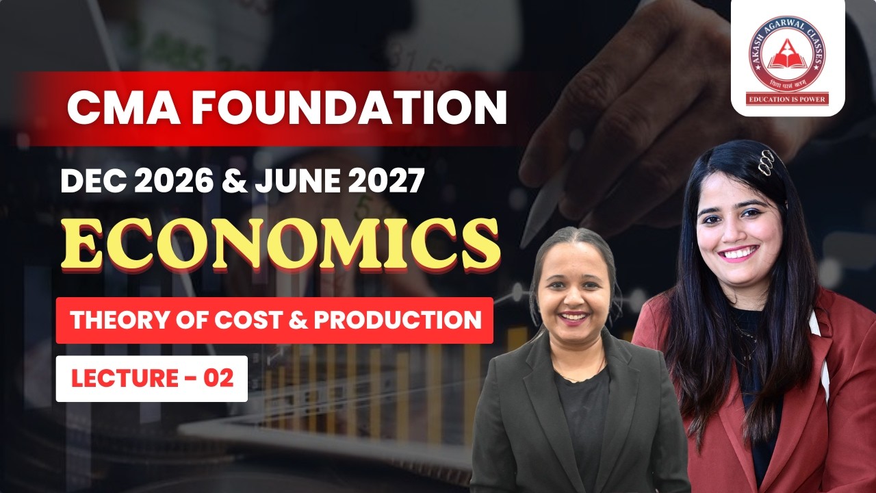 CMA Foundation Free Lectures | Economics | Theory Of Cost & Production Part 2 | June & Dec 26