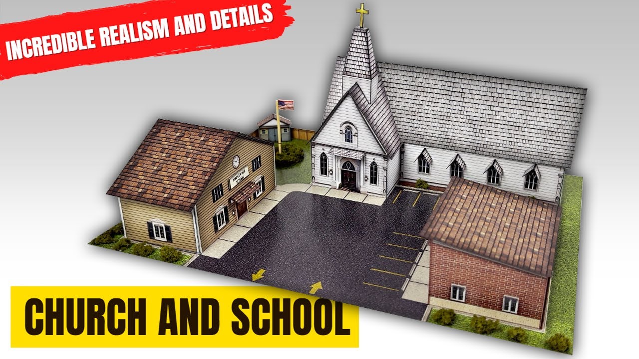 N Scale Photo Real Church and School Diorama Model Building Tutorial