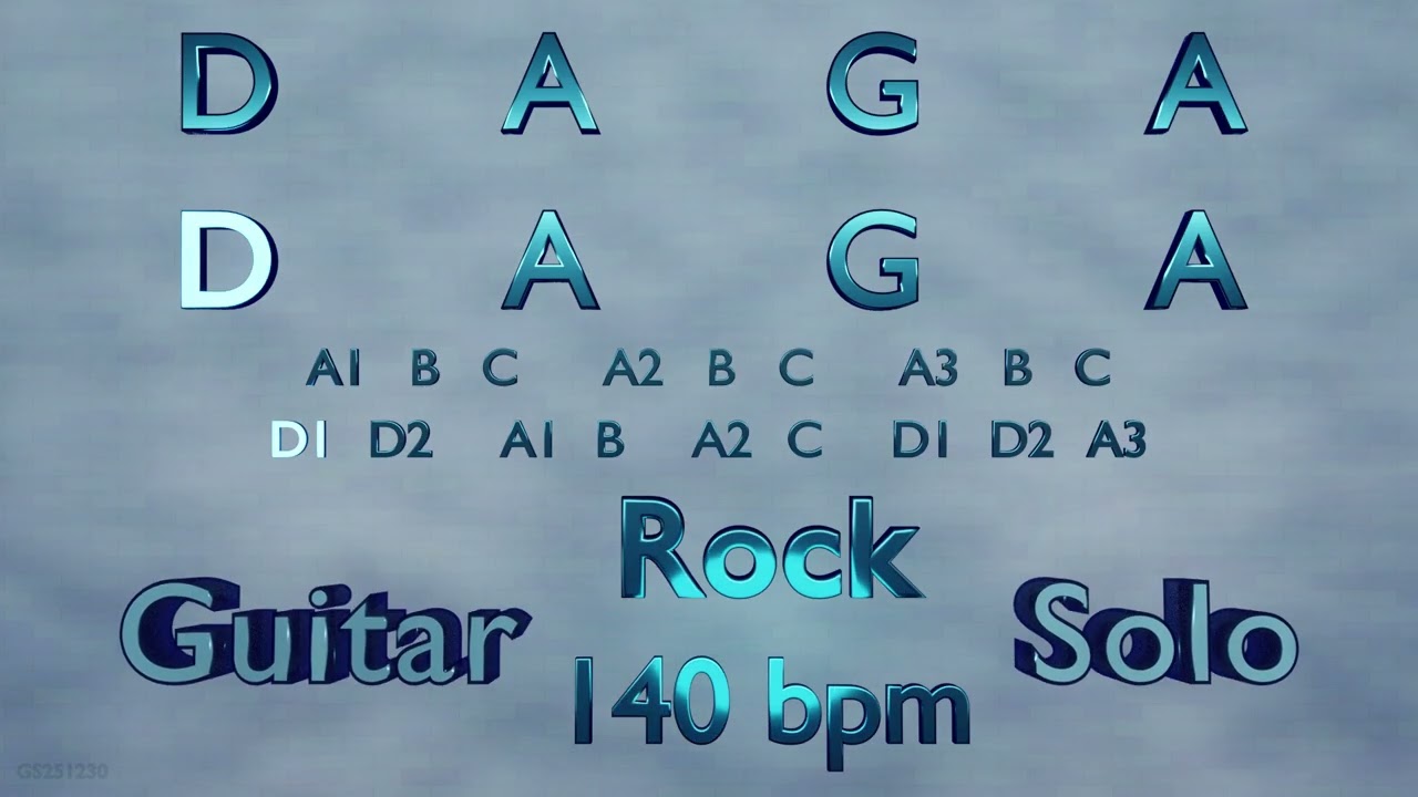 Guitar Solo in D Major - D A G A - Rock - 140 bpm