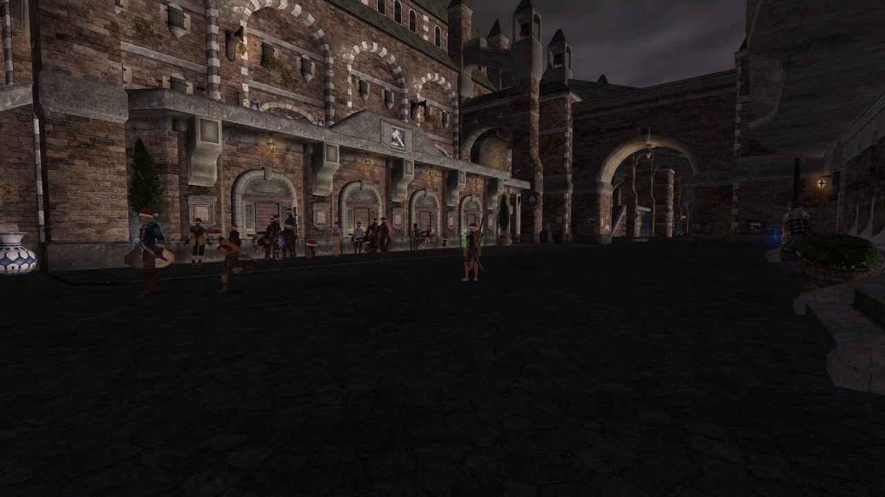FFXI Christmas in Lower Jeuno, Christmas Music with HD mods - 2 hours