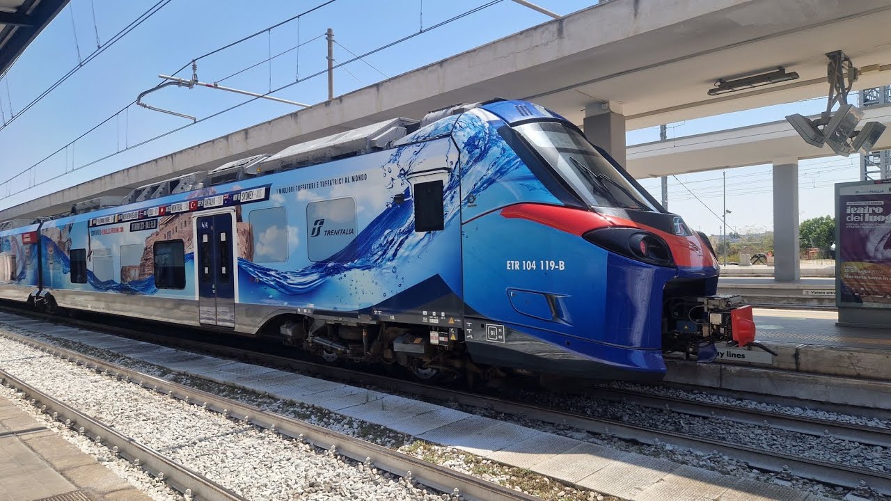 Un caldo pomeriggio alla stazione di Lecce! Treni regionali (FS e Ferrovie SE) e Frecciargento!