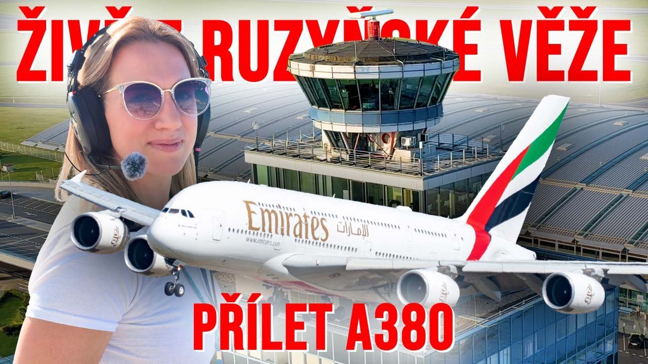 Komentovaný přílet Airbusu A380 Emirates do Prahy z ruzyňské řídící věže - Markéta Fraňková