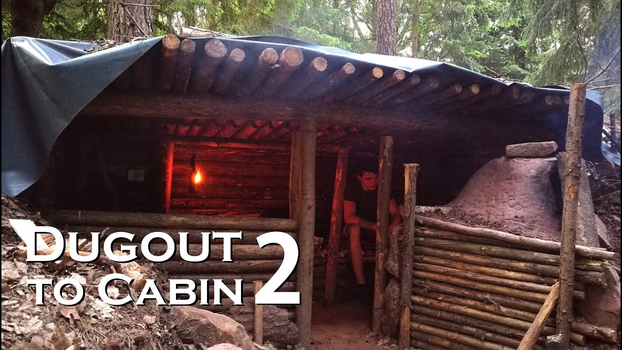 From DUGOUT to small CABIN - Fireplace and more space, Dugout Shelter Part 2 // JustRandomPfusch