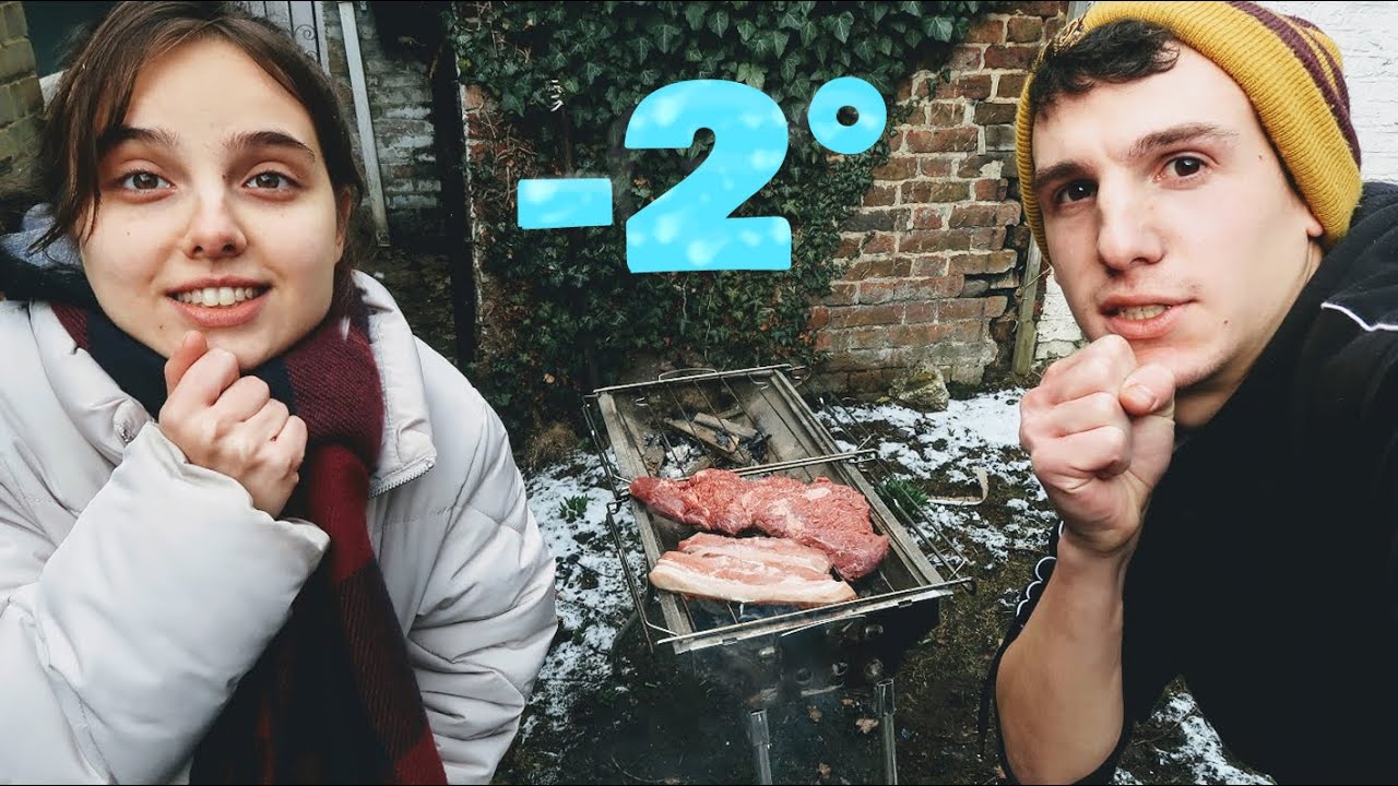 ASADO rústico en la NIEVE de LONDRES a -2°