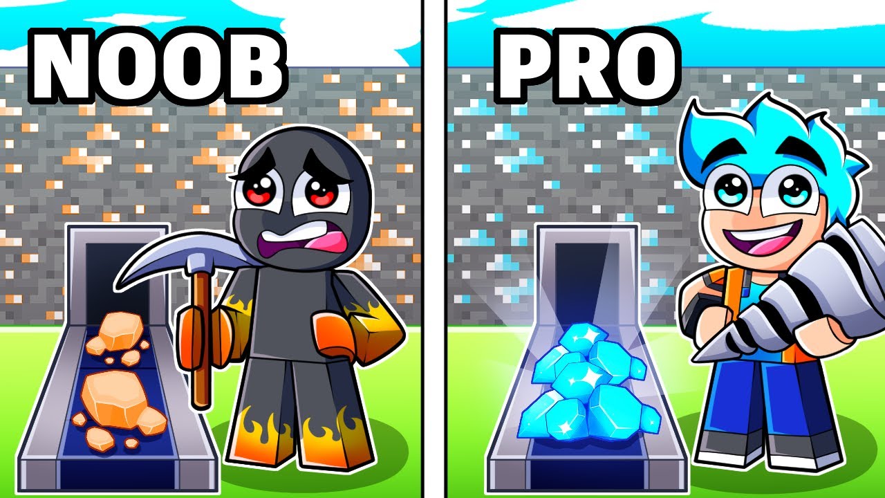 NOOB x PRO de Mineração no Roblox
