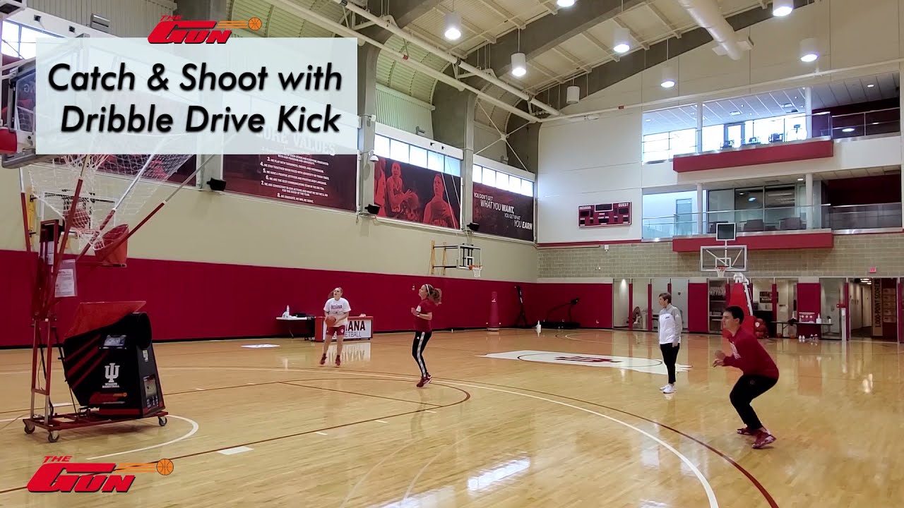 Indiana Basketball Drill - Catch and Shoot and Dribble Drive Kick