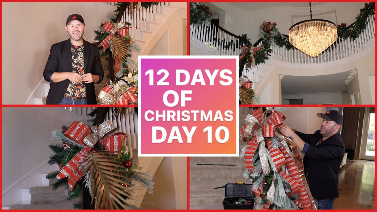 How To Decorate A Christmas Staircase / Christmas Decorate With Me