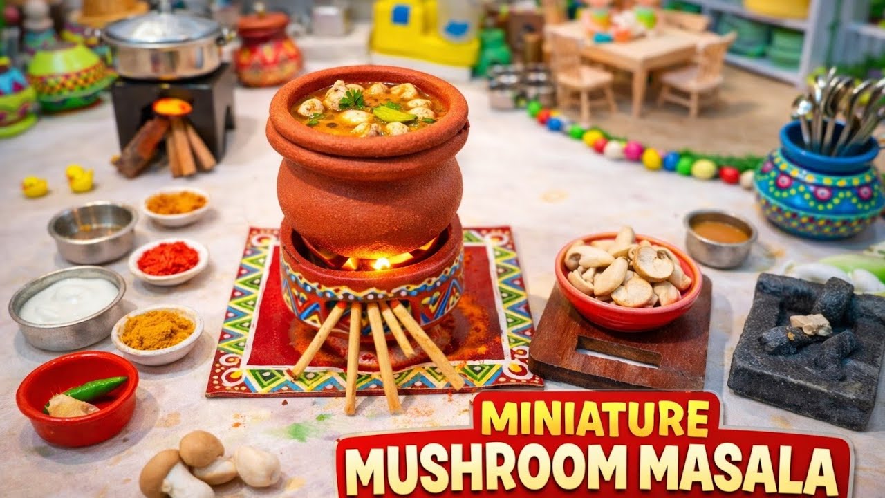 मशरूम मसाला || mashroom  #classictinyfood#diy#recipe #flavorfulminiatures #classicminiature #foodie