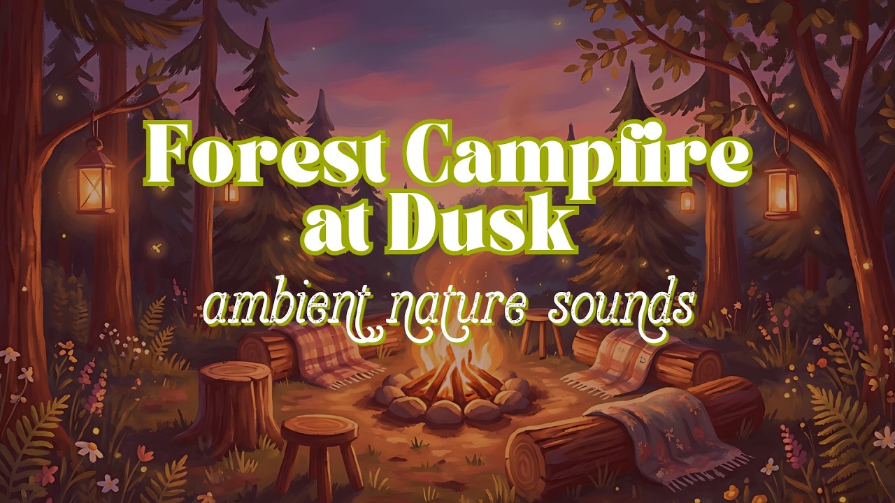 Cozy Forest Camp at Night | Fire Crackling and Woodland Sounds
