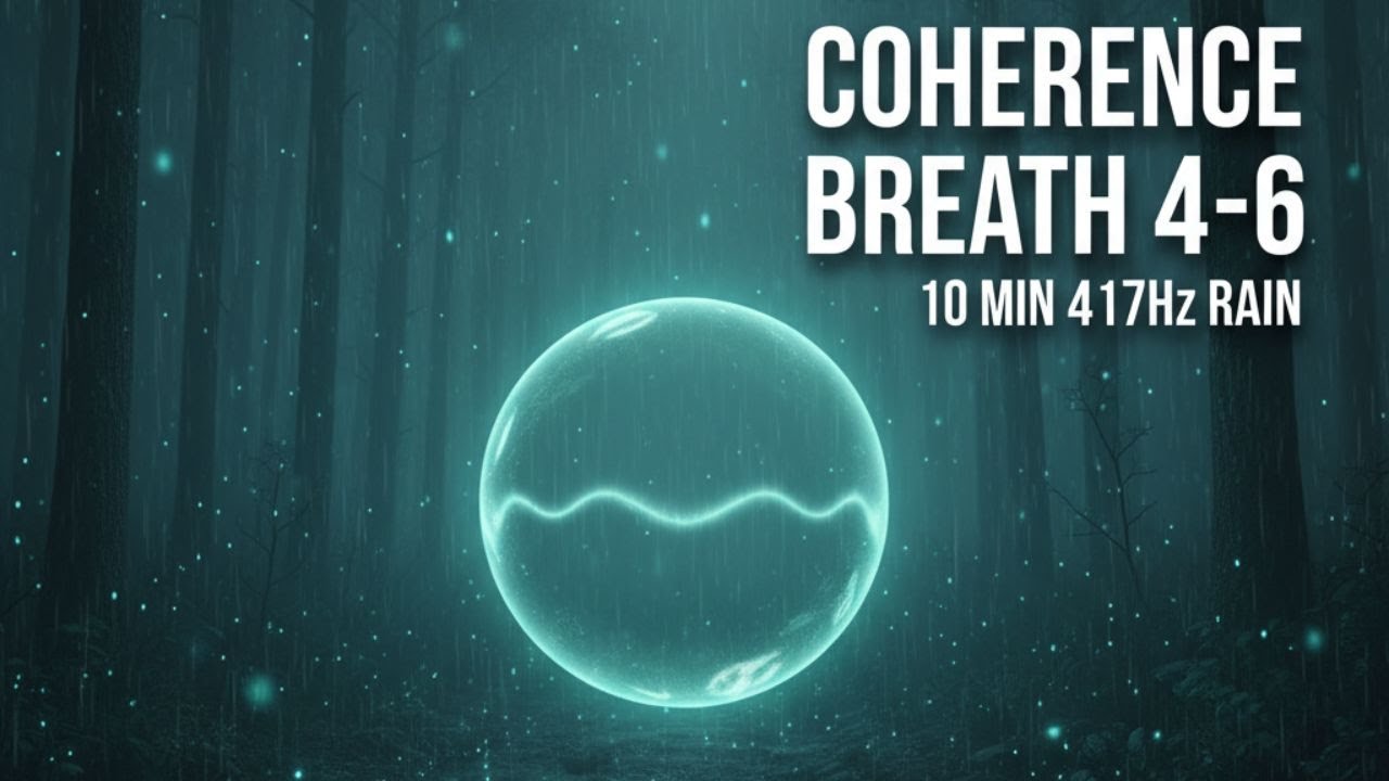 Coherence Breath Bubble 4–6  10 Minute 417 Hz Rain Relaxation for HRV & Nervous System Calm