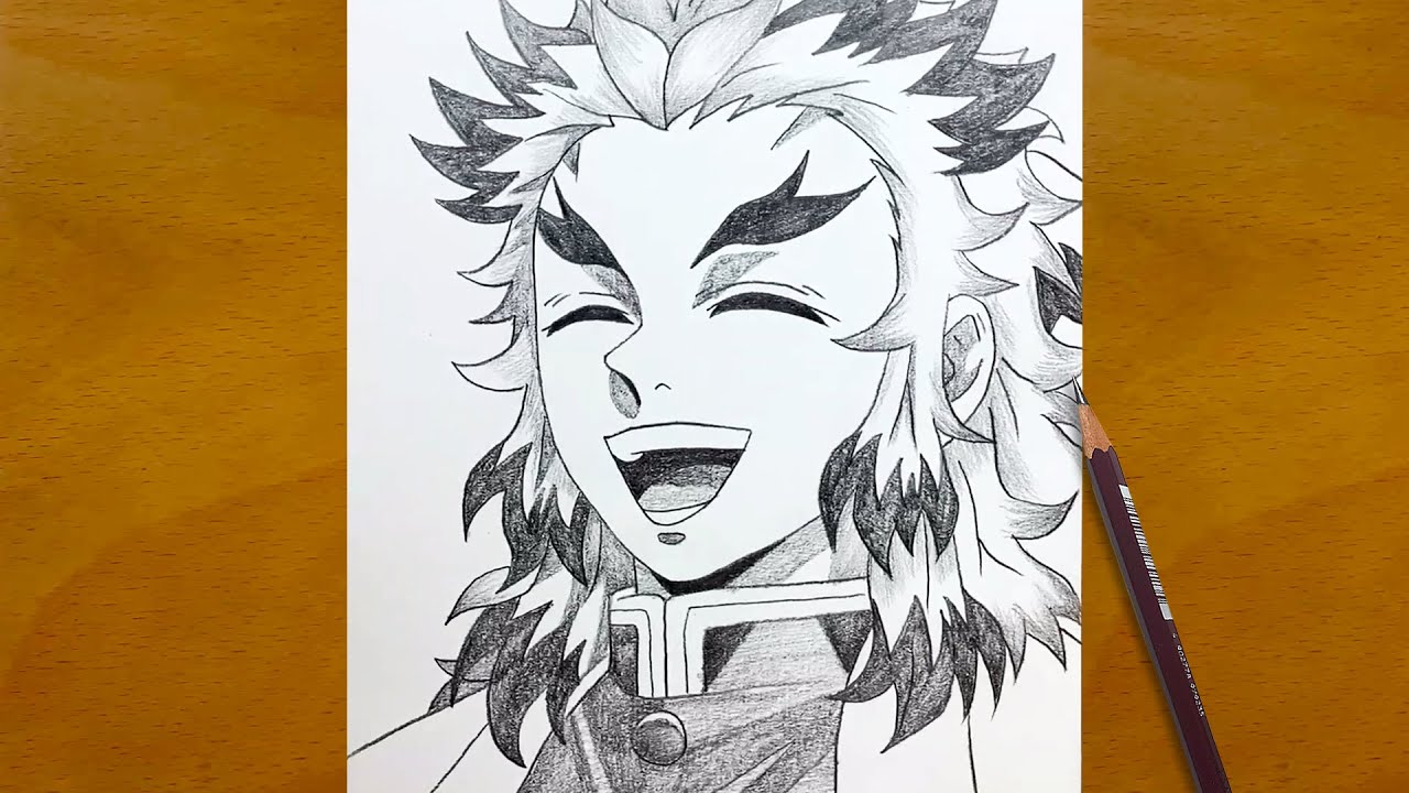 Anime Sketch | How to Draw Rengoku from Demon Slayer | Step-by-Step Art Showcase