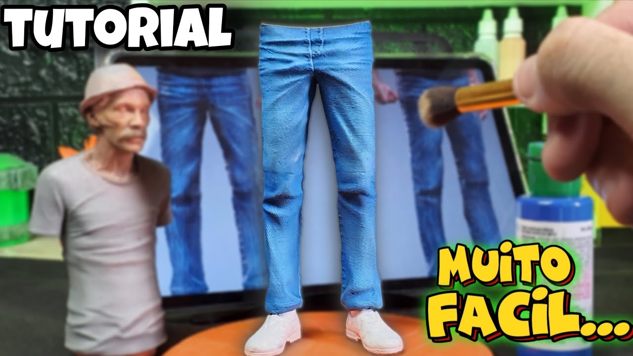 COMO pintar JEANS realista FÁCIL- Pintando Impressão 3D