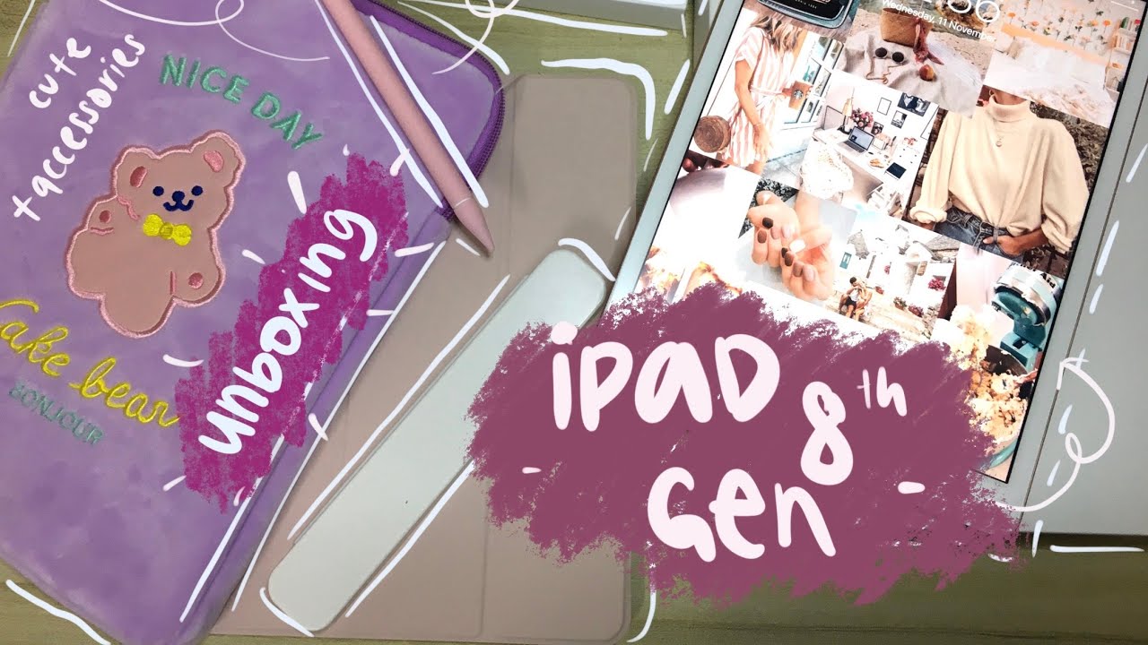 Unboxing Ipad 8th Gen (2020) + Apple Pencil + Cute Accessories | Anastashia Nizar
