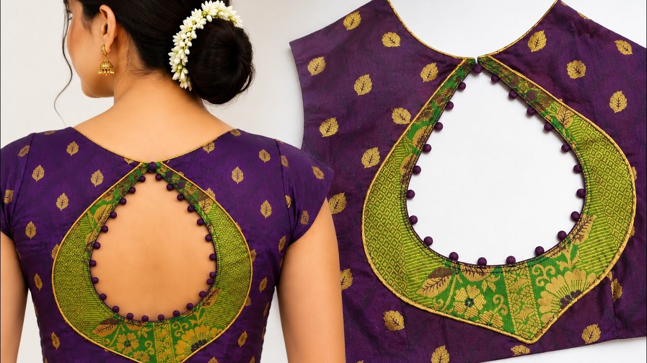 New blouse back neck design cutting and stitching 