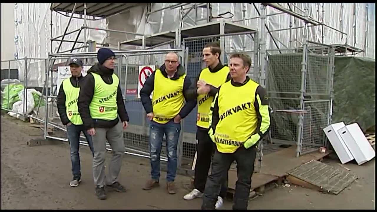 M&aring;lare strejkar - nu kan konflikten i byggbranschen trappas upp - Nyheterna (TV4)