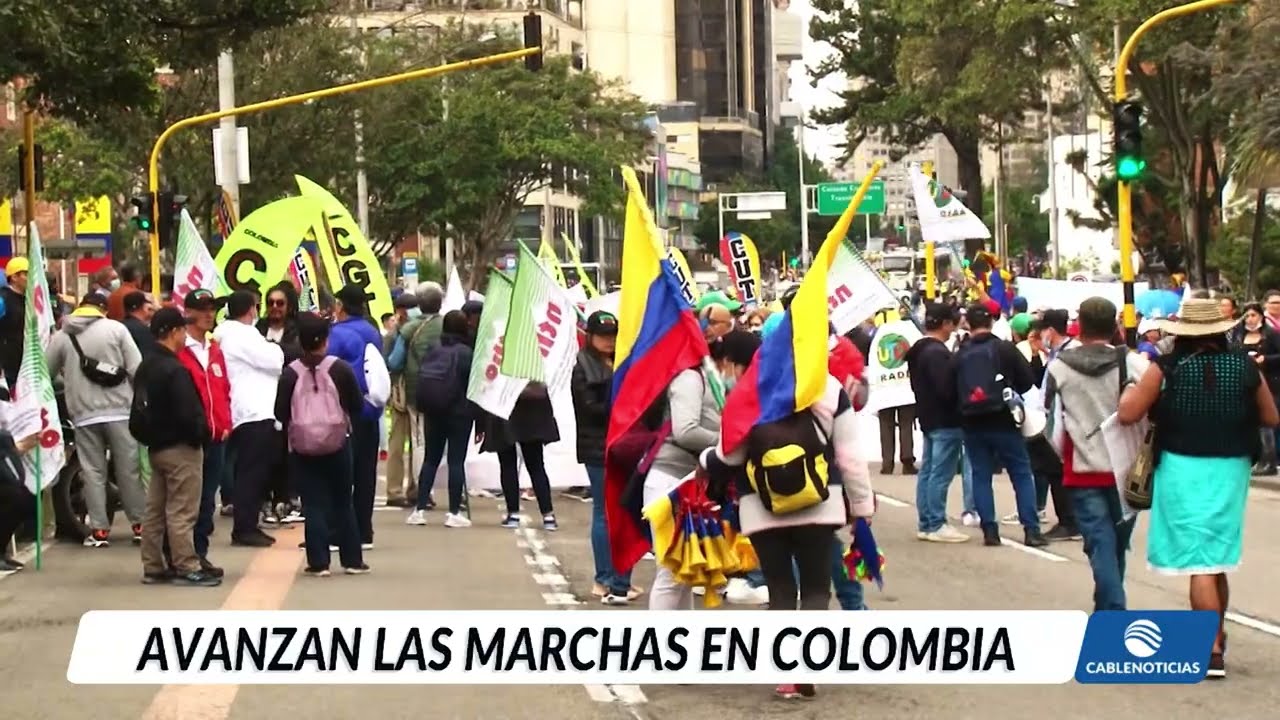Así avanzan las marchas por  las calles de Bogotá convocadas para defender el salario mínimo